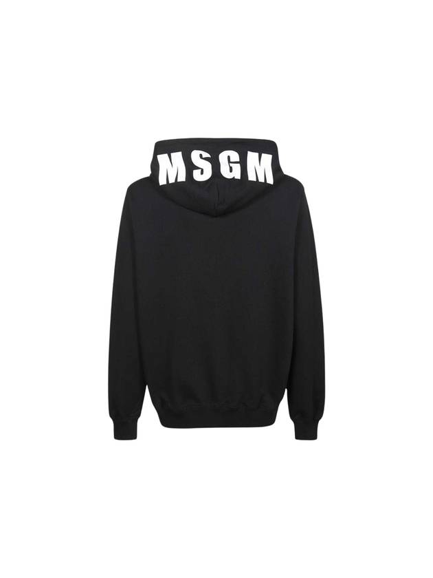 Maxi Logo Print Overfit Cotton Hoodie Black - MSGM - BALAAN 3