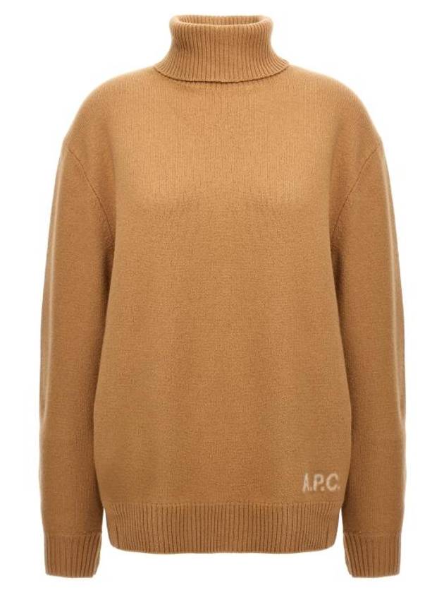 Logo Knitted Wool Turtleneck Camel - A.P.C. - BALAAN 2