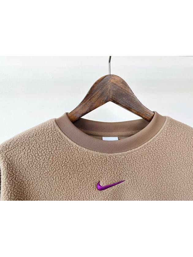 Embroidered Logo Fleece Sweatshirt Camel - NIKE - BALAAN 9