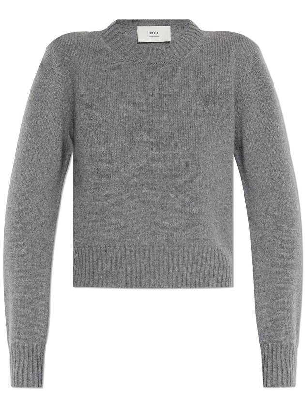 De Coeur Logo Crew Neck Cashmere Knit Top Grey - AMI - BALAAN 2