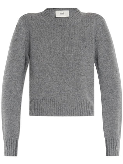 De Coeur Logo Crew Neck Cashmere Knit Top Grey - AMI - BALAAN 2