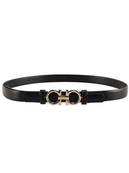 Gancini Leather Belt Black - SALVATORE FERRAGAMO - BALAAN 1