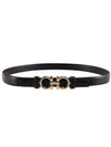 Gancini Leather Belt Black - SALVATORE FERRAGAMO - BALAAN 1