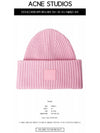 Face Patch Ribbed Wool Beanie Bubble Pink - ACNE STUDIOS - BALAAN 3