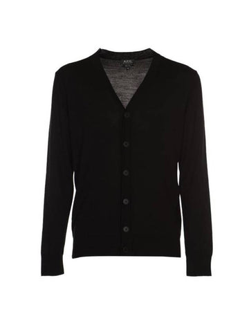 Samuel V-Neck Wool Cardigan Black - A.P.C. - BALAAN 1