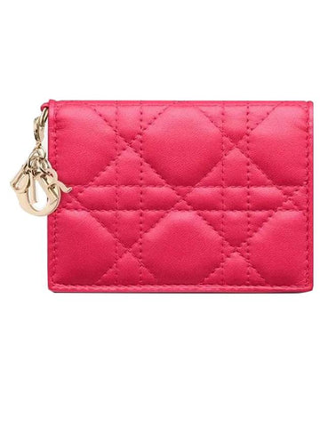 Lady Cannage Lambskin Mini Bicycle Wallet Pink - DIOR - BALAAN.