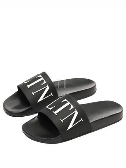 Logo Rubber Slide Slippers Black - VALENTINO - BALAAN 2