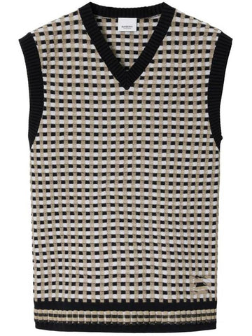 Check Pattern Vest Beige - BURBERRY - BALAAN 1