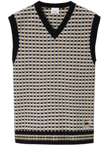 Check Pattern Vest Beige - BURBERRY - BALAAN 1