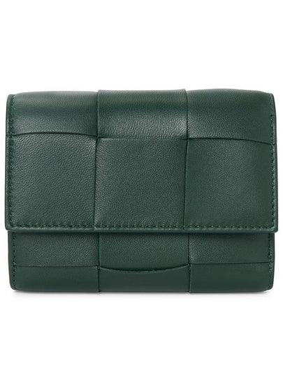 Cassette Tri-Fold Zipper Half Wallet Emerald Green - BOTTEGA VENETA - BALAAN 2