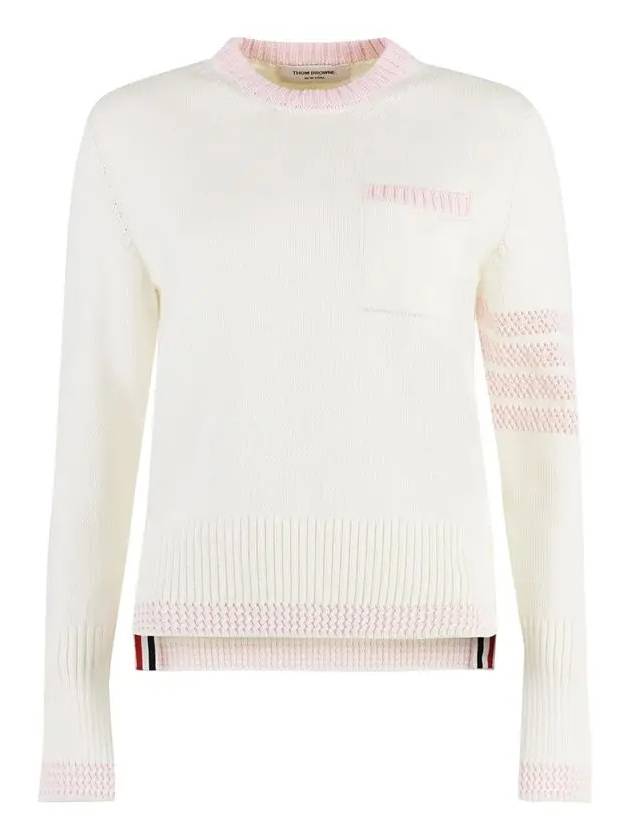 4 Bar Stripe Cotton Sweatshirt White - THOM BROWNE - BALAAN 3