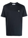 Logo Patch Short Sleeve T-Shirt Navy - STONE ISLAND - BALAAN 2