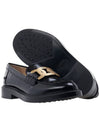 Brushed Leather Chain Loafers Black - TOD'S - BALAAN 6