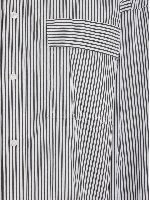 White Shirt With Classic Collar And All-Over Striped Motif In Cotton Stretch Woman - MICHAEL KORS - BALAAN 3