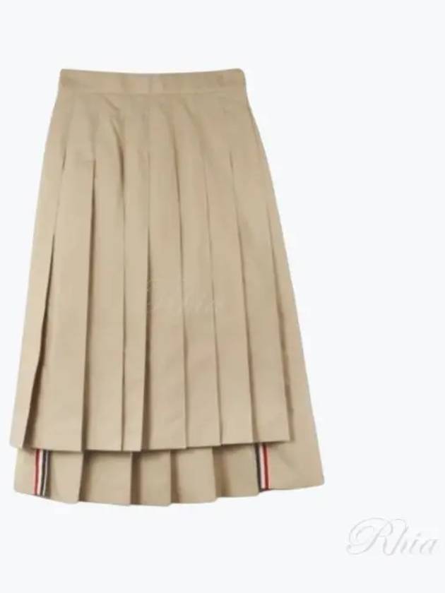 Classic Typewriter Midi Pleated Skirt Khaki - THOM BROWNE - BALAAN 2