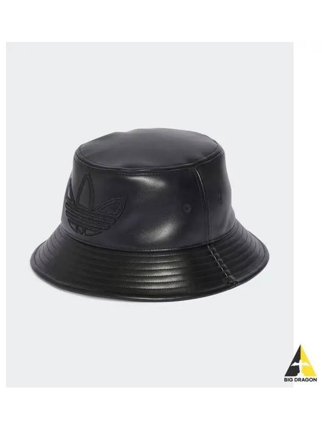 adidas Trefoil Leather Bucket Hat Black IY4055 - ADIDAS - BALAAN 1