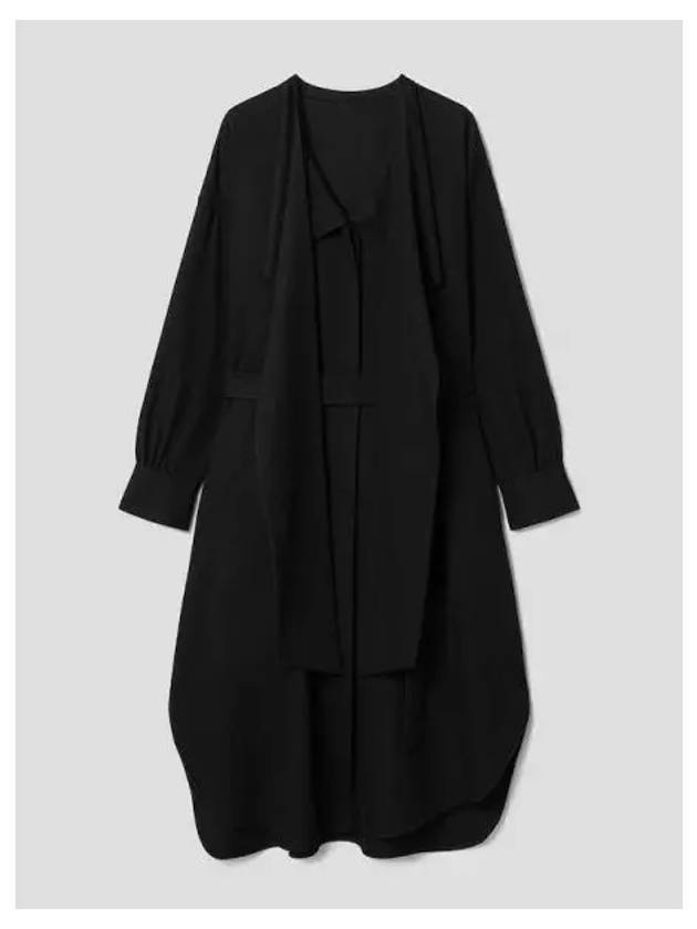 Scarf detail volume shirt dress one piece black domestic product - JUUN.J - BALAAN 1