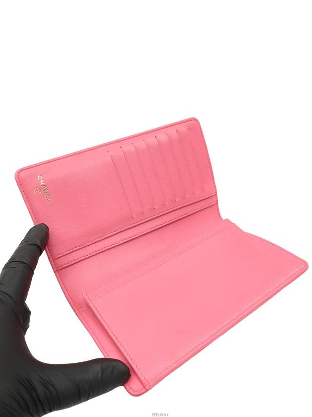 Pink Lambskin Boy Long Flap Wallet No 22 A80285 - CHANEL - BALAAN 9