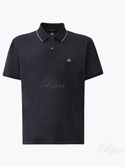 Stretch Piquet Regular Striped Collar Polo Shirt Navy - CP COMPANY - BALAAN 2