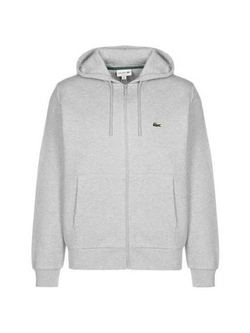 Kangaroo Pocket Cotton Hooded Jacket Grey - LACOSTE - BALAAN 1