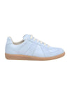 Replica Leather Suede Low Top Sneakers Light Blue - MAISON MARGIELA - BALAAN.