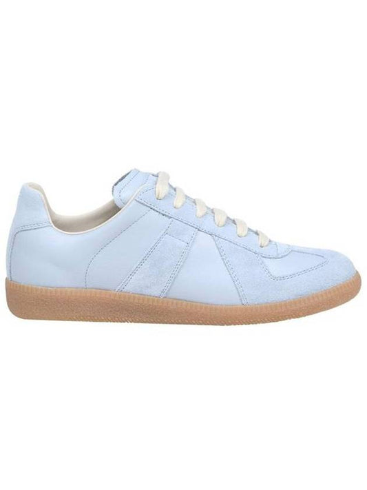 Replica Leather Suede Low Top Sneakers Light Blue - MAISON MARGIELA - BALAAN.