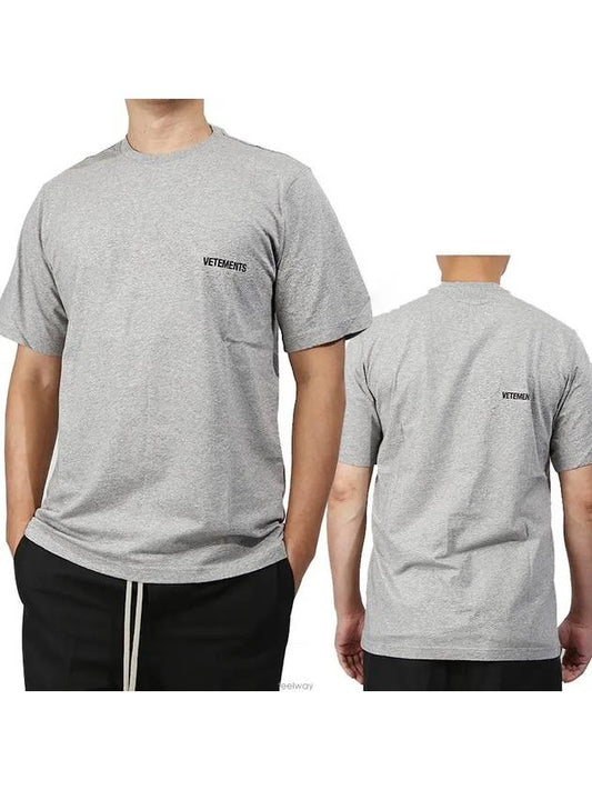 Mini Logo Printing Short Sleeve T-Shirt Grey - VETEMENTS - BALAAN 2