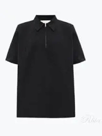 Straight Hem Zipper Short Sleeve Polo Shirt Black - JIL SANDER - BALAAN 2