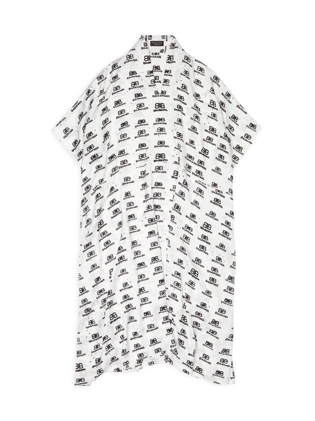 All-Over Logo Print Silk Midi Dress White - BALENCIAGA - BALAAN 1