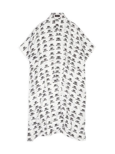 All-Over Logo Print Silk Midi Dress White - BALENCIAGA - BALAAN 1