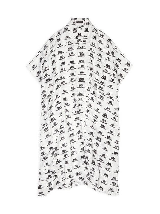 all-over logo print silk long dress white - BALENCIAGA - BALAAN 1