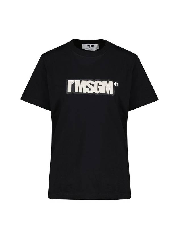 IMSGM Logo Print Short Sleeve T-Shirt Black - MSGM - BALAAN 1