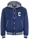 Oversized Teddy Nylon Hooded Jacket Navy - CELINE - BALAAN 3