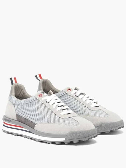 Running mesh striped heel tab tricolor platform sole sneakers gray - THOM BROWNE - BALAAN 2