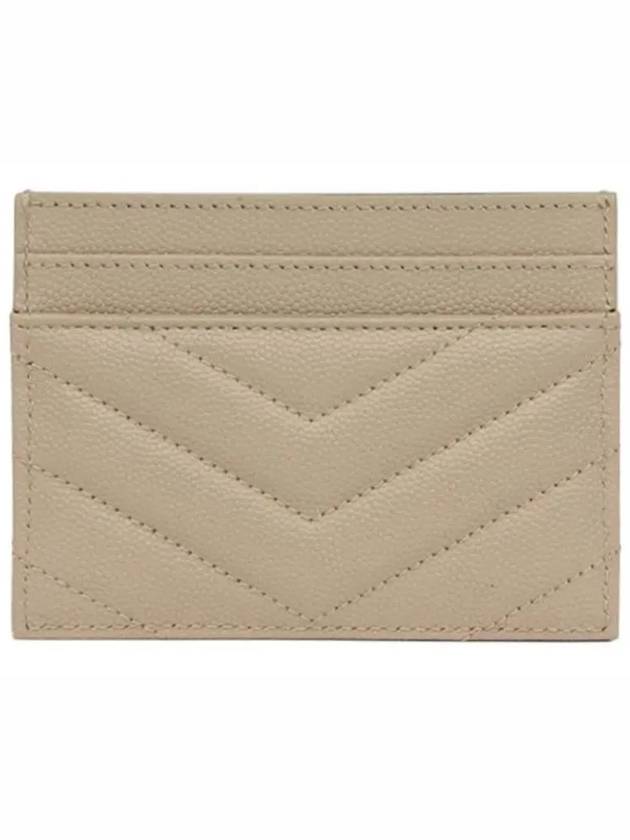 Gold Hardware Matelasse Caviar Leather Card Wallet Dark Beige - SAINT LAURENT - BALAAN 4