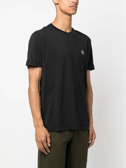 Slimfit Cotton Jersey Short Sleeve T-shirt Black - STONE ISLAND - BALAAN 2