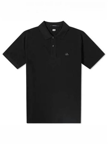 CP Company 13CMPL113A 005527G 999 Logo Patch Polo Pique Short Sleeve T Shirt Black Men s TR 271549 - CP COMPANY - BALAAN 1