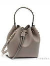 Rockstud Calfskin Bucket Bag Gray - VALENTINO - BALAAN.