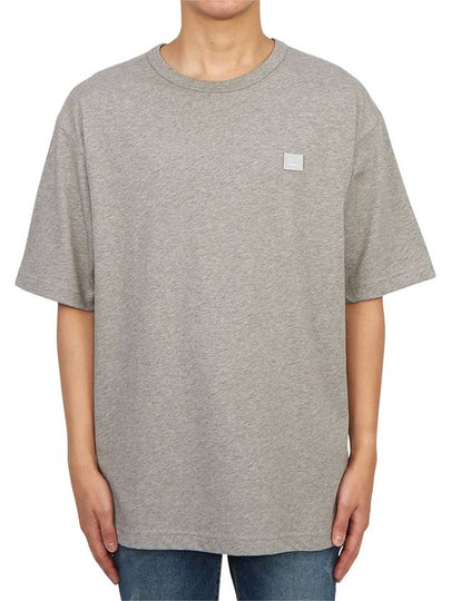 Logo Patch Cotton Short Sleeve T-Shirt Light Grey Melange - ACNE STUDIOS - BALAAN 2