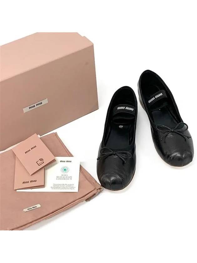 Women's Logo Leather Ballerinas Black - MIU MIU - BALAAN 10