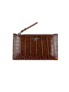 Unisex Crocodile Embossed Card Wallet Tan Brown - LMN3011 - BALAAN 2