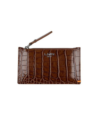 Crocodile Embossed Card Wallet Tan Brown - LMN3011 - BALAAN 2