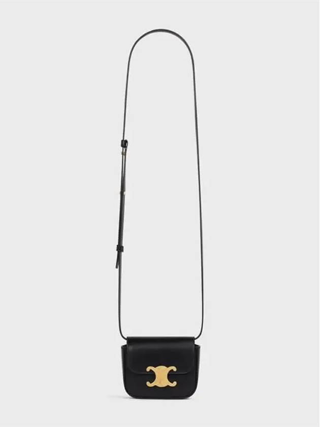 Triomphe Small Shiny Calfskin Cross Bag Black - CELINE - BALAAN 6