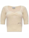 Logo Knit Top Ivory - GANNI - BALAAN 2