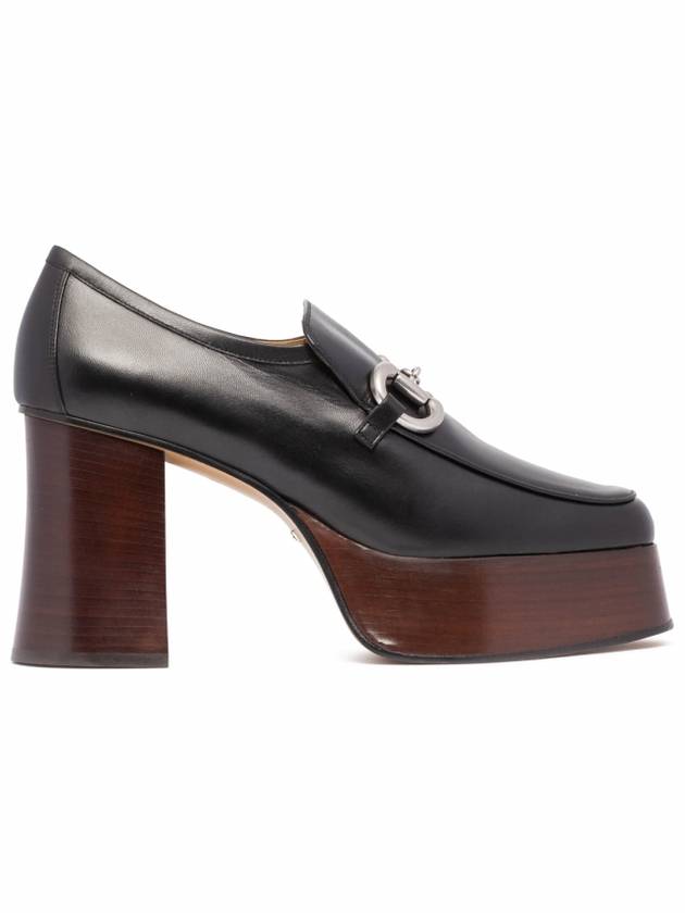 Horsebit Leather Platform Loafers Black - GUCCI - BALAAN.