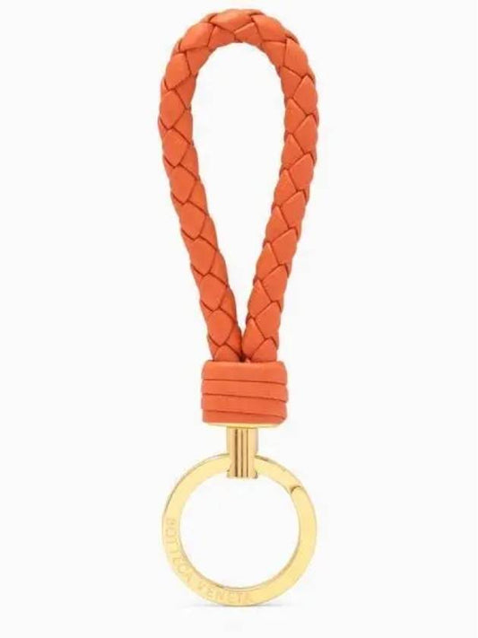 Intrecciato Leather Key Holder Orange - BOTTEGA VENETA - BALAAN 2