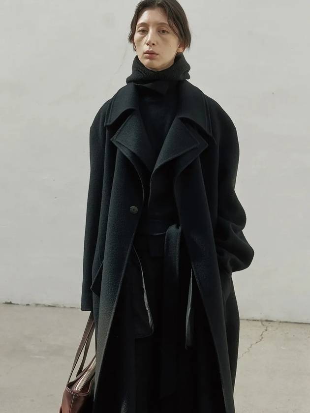 Handmade Cashmere Layered Trench Coat Black - NOIRER FOR WOMEN - BALAAN 1