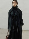 Handmade Cashmere Layered Trench Coat Black - NOIRER FOR WOMEN - BALAAN 2