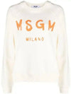 Brushed Logo Cotton Sweatshirt Ivory - MSGM - BALAAN 1