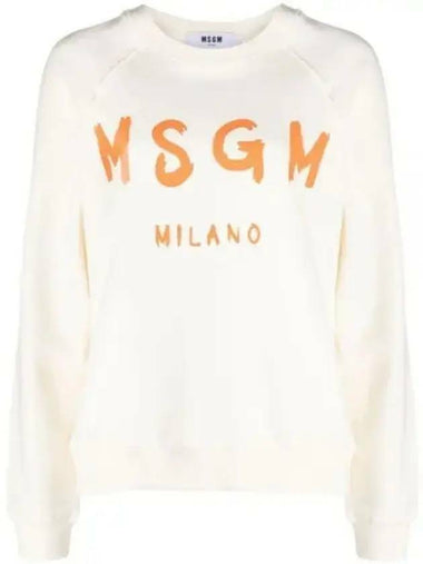 Brushed Logo Cotton Sweatshirt Ivory - MSGM - BALAAN 1